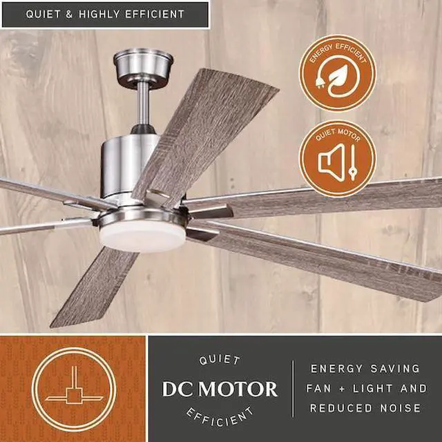Alt view image 5 of 7 - VAXCEL F0079 Wheelock 72 in. Satin Nickel Indoor Ceiling Fan with Light Kit and