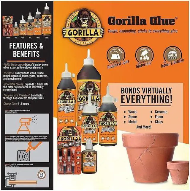 Alt view image 9 of 9 - GORILLA GLUE 119484 Spray Adhesive, Clear, 24 hr Full Cure, 12 oz, Aerosol Can