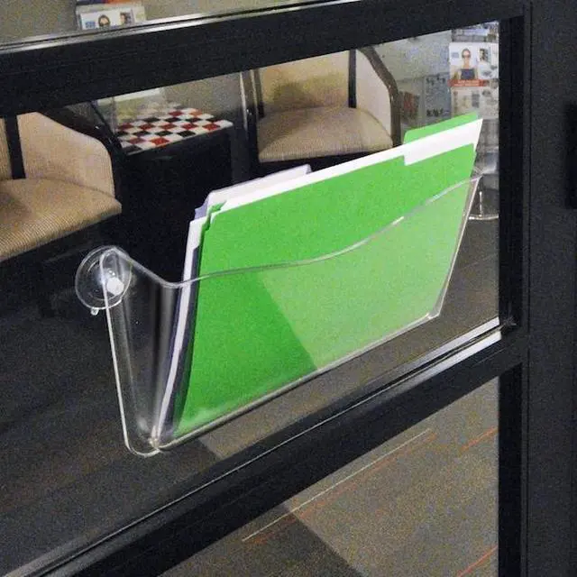 Alt view image 2 of 4 - AZAR DISPLAYS 250055 Clear Plastic Wall Mount File Holder, Suction Cups, 4-Pack