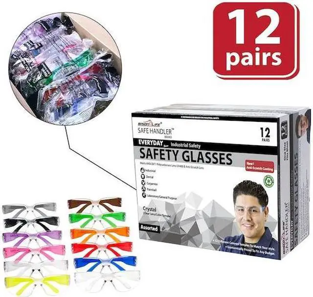 Alt view image 4 of 7 - BISON LIFE BLSH-ESCR-CLLCT-SGA-12 Safety Glasses, Anti-Scratch, Clear Lens