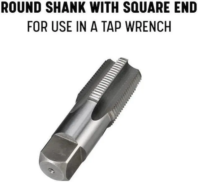 Alt view image 9 of 9 - Drill America T/A Series High-Speed Steel Pipe Tap, Uncoated (Bright) Finish, Round with Square End Shank, 1-1/4"-11-1/2 NPT (Pack of 1)