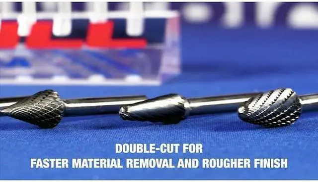 Alt view image 5 of 9 - Drill America DUL Series Solid Carbide Bur, Double Cut, SK5 90 Degrees Angle, 1/4" Shank, 1/2" Head Diameter, 1/4" Cutting Length (Pack of 1)