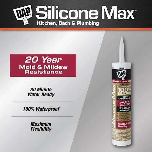 Alt view image 6 of 6 - DAP 8781 Kitchen & Bath Sealant, 10.1 oz, Cartridge, Clear, Silicone Rubber Base