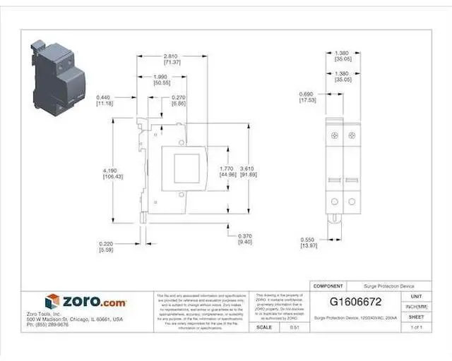 Alt view image 3 of 3 - MERSEN STP240S07M Surge Protection Device, 1 Phase, 120/240V AC, 2 Poles, 3