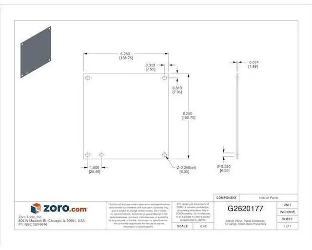 Alt view image 3 of 3 - WIEGMANN N1P0808 Interior Panel, 14 Gangs, Steel, Back Panel Box Type