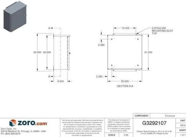 Alt view image 3 of 4 - Wiegmann Enclosure Gray ANSI 61 Polyester Powder   RHC202008