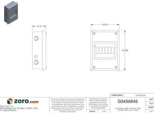 Alt view image 4 of 5 - SQUARE D HOM612L100F Load Center, 6 Spaces, 100A Amps, 120/240V AC