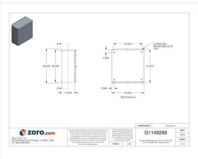 Alt view image 3 of 4 - WIEGMANN RHC303012 Padlockable Hasp Electrical Enclosures, 30 in H, 12 in D, 30