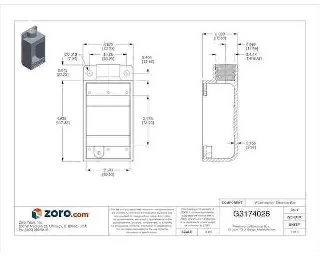 Alt view image 4 of 5 - HUBBELL KILLARK FS-2M Weatherproof Electrical Box, 18 cu in, FS Box Type, 1