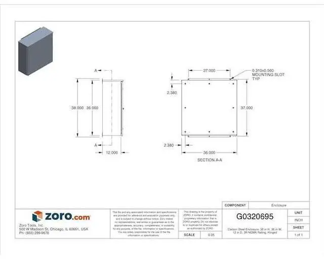 Alt view image 4 of 5 - Wiegmann Enclosure Gray ANSI 61 Polyester Powder   RHC363612