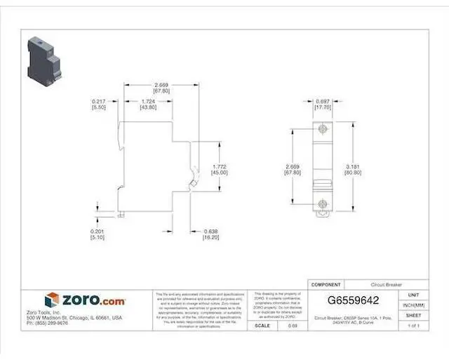 Alt view image 3 of 3 - Schneider Electric Miniature Circuit Breaker   M9F21110