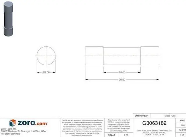 Alt view image 2 of 3 - EATON BUSSMANN GMC-2-R Glass Fuse, Time-Delay, 2A, 250V AC, 100A at 250V AC,