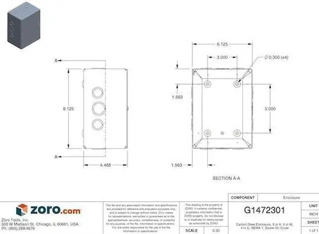 Alt view image 4 of 4 - Junc Box Enclsr,Mtllc,8In.Hx 6In.Wx4In.D WIEGMANN SC060804