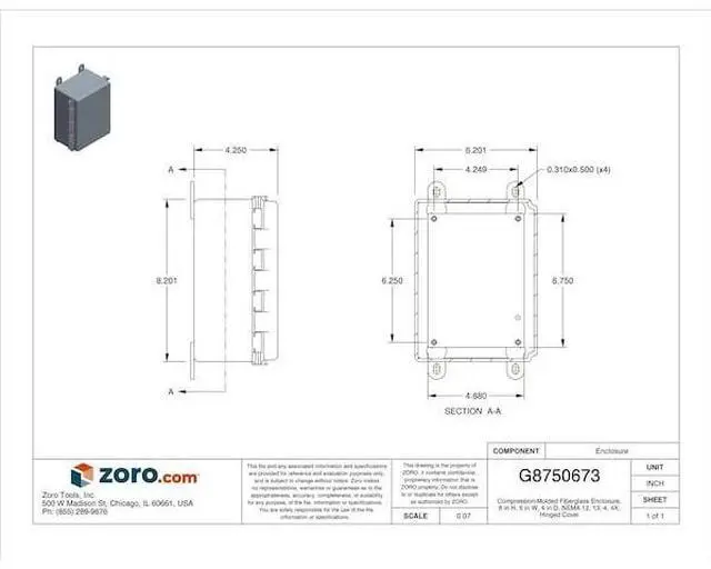 Alt view image 4 of 5 - NVENT HOFFMAN A864CHQRFG Quick Release Latch Electrical Enclosures, 8 in H, 4