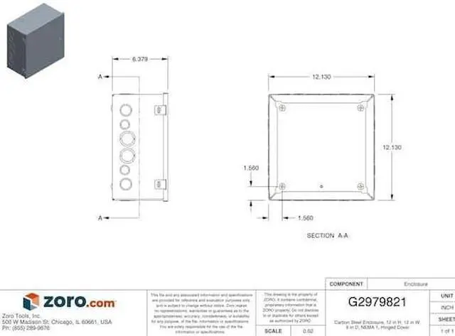 Alt view image 8 of 8 - Wiegmann Enclosure Gray ANSI 61 Polyester Powder   A121206