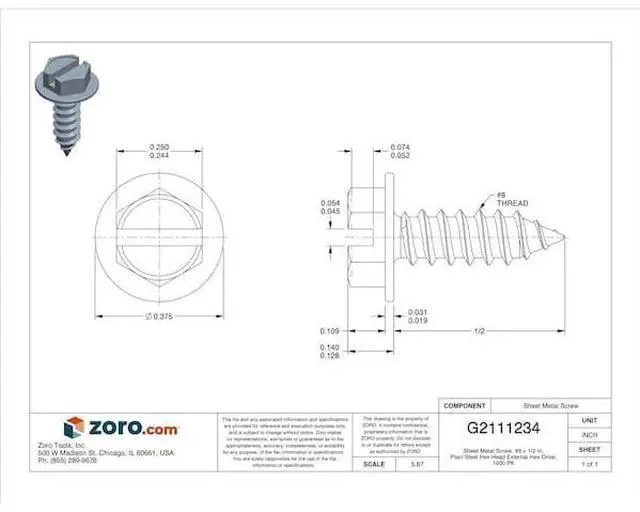Alt view image 5 of 6 - Self-Piercing Screw, 1/2 In, PK 1000