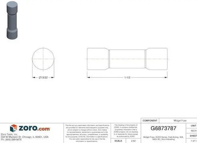 Alt view image 3 of 4 - Littelfuse KLKD030 Fuse, 30A, 600V, 100kAIC, Photovoltaic, Fast Acting