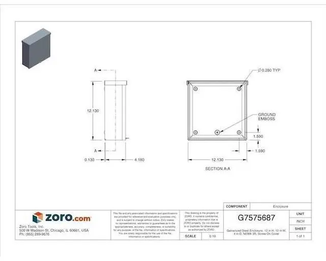 Alt view image 5 of 6 - Wiegmann Enclosure Silver Galvanized  Includes Screws RSC121204GNK