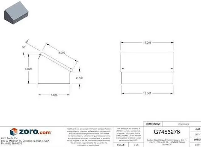 Alt view image 3 of 3 - NVENT HOFFMAN C8C12 Captive Screws Electrical Enclosures, 8 in H, 7.09 in D, 12