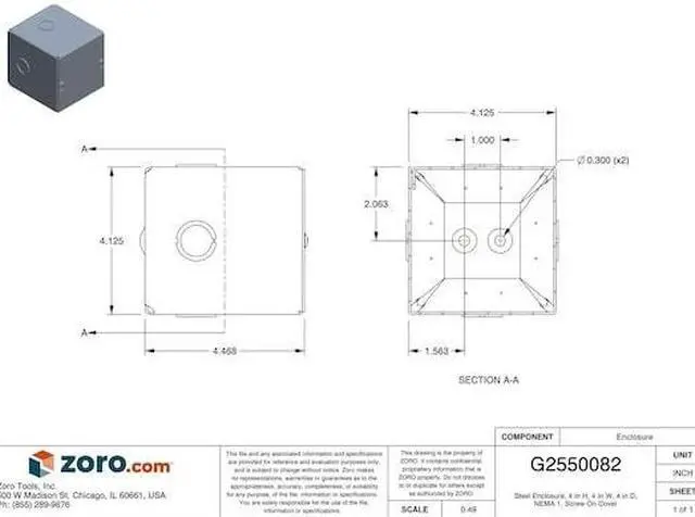 Alt view image 4 of 4 - Wiegmann Enclosure Silver Galvanized  Includes Self Tapping Screws SC040404G