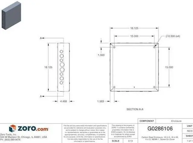Alt view image 4 of 4 - WIEGMANN SC181804 Captive Screws Electrical Enclosures, 18 in H, 4 in D, 18 in