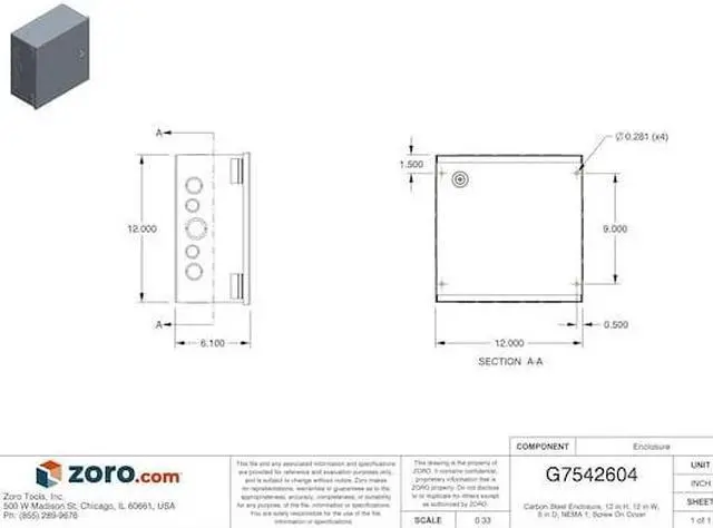 Alt view image 3 of 4 - NVENT HOFFMAN AHE12X12X6 1/4 Turn Latch Electrical Enclosures, 12 in H, 6 in D,