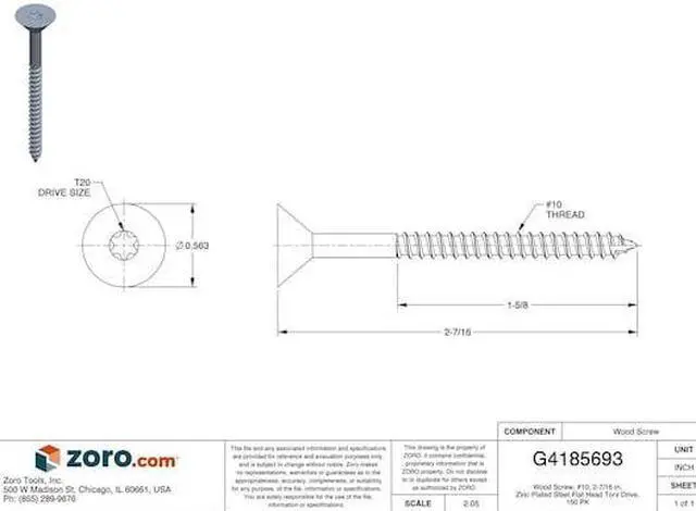 Alt view image 2 of 3 - Powerhead, Cab Screw, #10, 2 1/2 In, Pk150