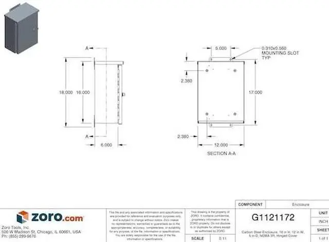Alt view image 4 of 5 - Wiegmann Enclosure Gray ANSI 61 Polyester Powder   RHC161206