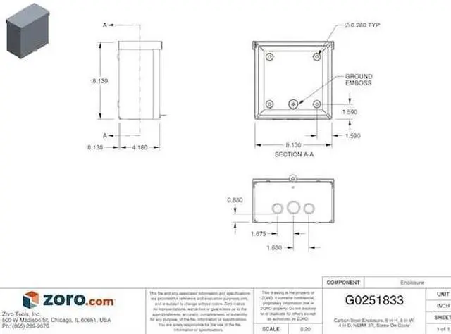 Alt view image 4 of 4 - Wiegmann Enclosure Gray ANSI 61 Polyester Powder  Includes Screws RSC080804