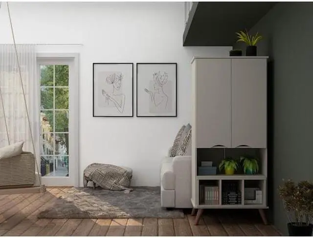 Alt view image 5 of 7 - MANHATTAN COMFORT 14PMC6 Hampton 26.77 Display Cabinet, Off White