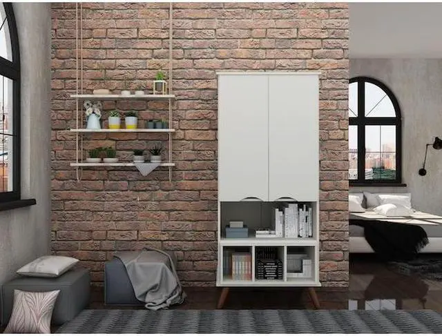 Alt view image 2 of 7 - MANHATTAN COMFORT 14PMC6 Hampton 26.77 Display Cabinet, Off White
