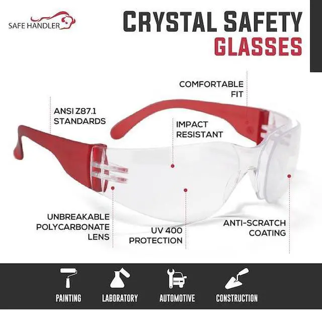 Alt view image 3 of 7 - BISON LIFE BLSH-ESCR-CLLCT-SGA-12 Safety Glasses, Anti-Scratch, Clear Lens
