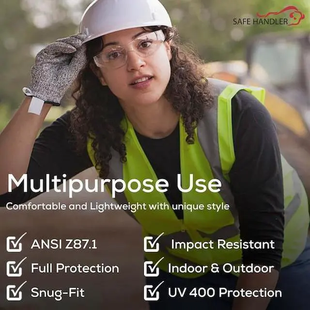 Alt view image 2 of 7 - BISON LIFE BLSH-ESCR-CLLCT-SGA-12 Safety Glasses, Anti-Scratch, Clear Lens