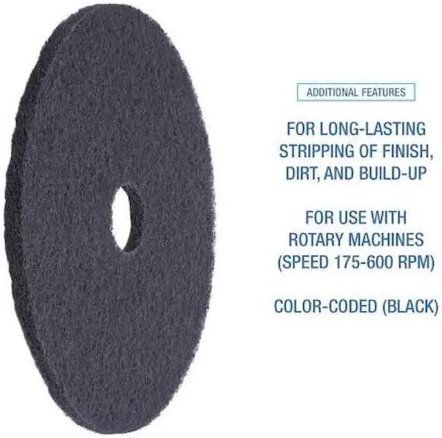 Alt view image 8 of 14 - Boardwalk Stripping Floor Pads 20" Diameter Black 5/Carton BWK4020BLA