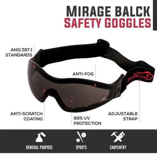 Alt view image 2 of 7 - BISON LIFE SH-MRSG-BKLBKS-MS19 Mirage, Safety Goggles Anti-Fog &  Anti-Scratch,