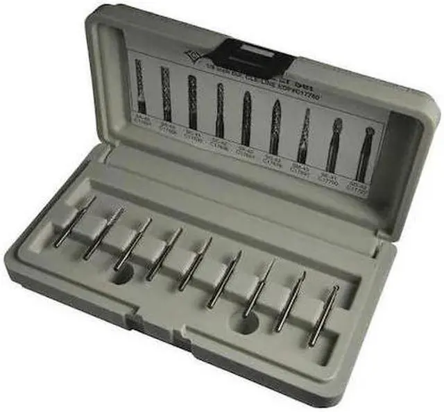 Main image of CLE-LINE C17760 9PC 3/32 & 1/8x1/8 Solid Carbide Shank Standard Cut Carbide