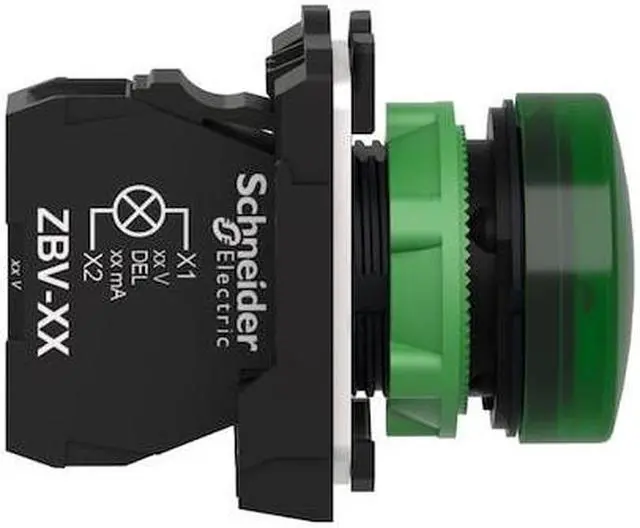 Alt view image 3 of 5 - SCHNEIDER ELECTRIC XB5AVG3 Pilot Light Complete,Green,LED