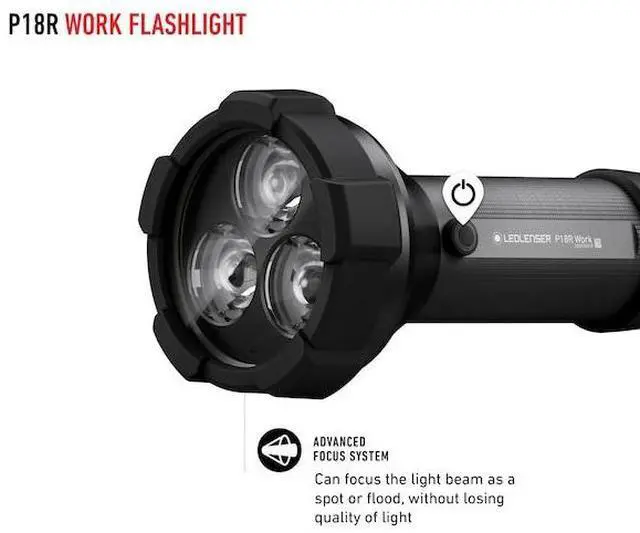 Alt view image 3 of 6 - ledlenser, p18r work rechargeable flashlight, led light for professional use, black