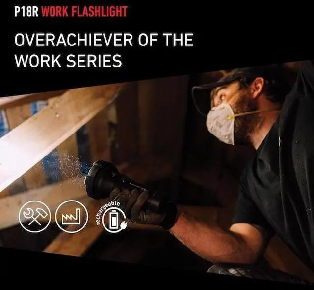 Alt view image 6 of 6 - ledlenser, p18r work rechargeable flashlight, led light for professional use, black