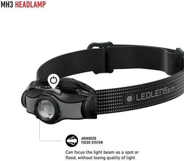 Alt view image 7 of 8 - LEDLENSER MH3 Multipurpose Lightweight High Power LED Headlamp, 200 Lumens – Black