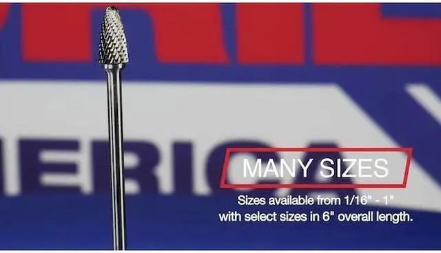 Alt view image 9 of 9 - Drill America DUL Series Solid Carbide Bur, Double Cut, SE3 Oval, 1/4" Shank, 3/8" Head Diameter, 5/8" Cutting Length (Pack of 1)