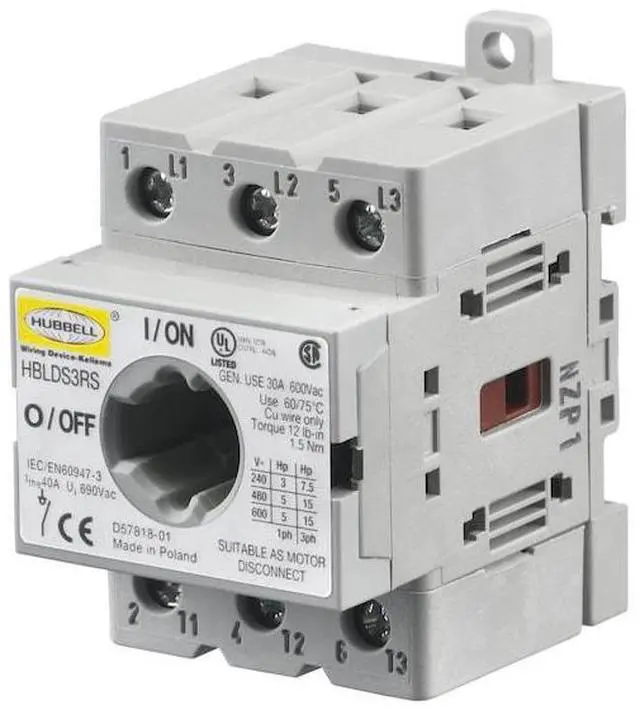 Alt view image 2 of 5 - HUBBELL WIRING DEVICE-KELLEMS HBLDS3RS Replacment Disconnect Switch,30A