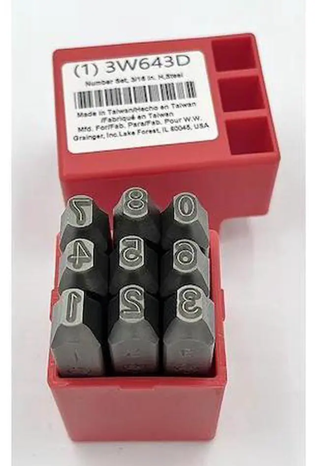 Main image of ZORO SELECT 3W643 Number Set,3/16 In. H,Steel