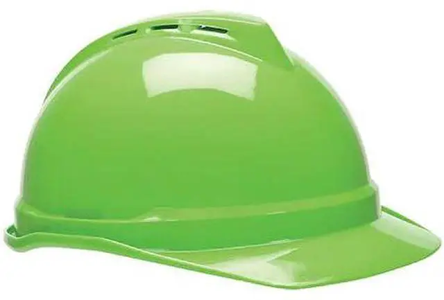 Alt view image 3 of 3 - Hard Hat, Front Brim, NonSlotted, 4 pt. Ratchet, Hi-Viz Green