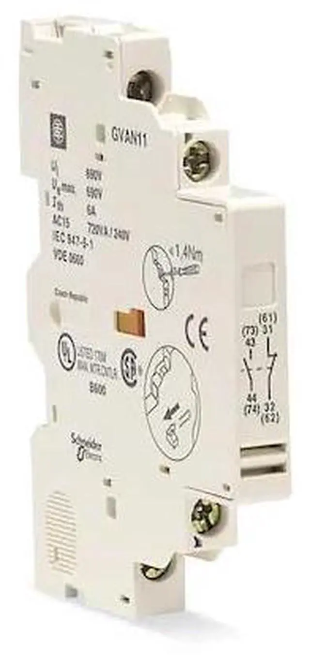 Alt view image 3 of 3 - SCHNEIDER ELECTRIC GVAN20 Auxillary Contact,6A,2NO