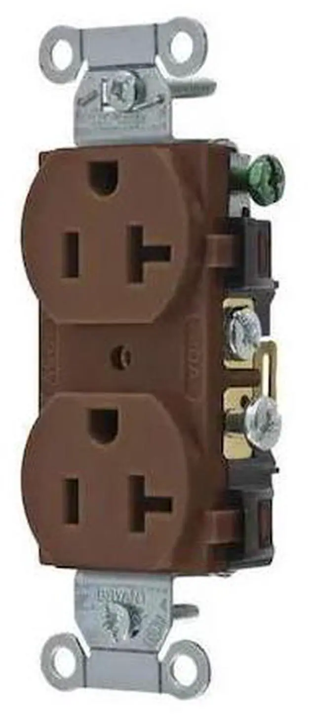 Alt view image 2 of 2 - BRYANT CRS20 Straight Blade Receptacle, 5-20R, 20 A, 125V AC, 2 Pole, 3 Wire,