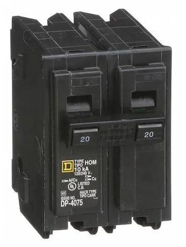 Main image of SQUARE D HOM220 20 A Plug In Standard Miniature Circuit Breaker , 120/240V AC