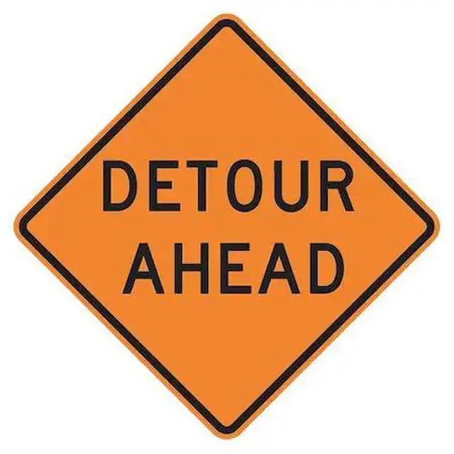 Main image of LYLE W20-2D-30HA Detour Sign,30 x 30In,BK/ORN,Text