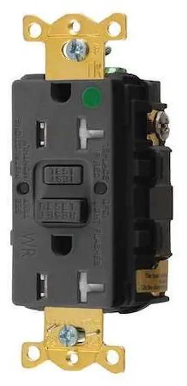 Alt view image 2 of 2 - HUBBELL WIRING DEVICE-KELLEMS GFRTW83BLK GFCI Receptacle, 20A, 125VAC, 5-20R,