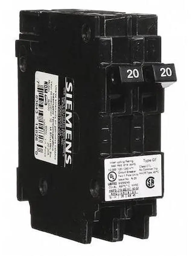 Alt view image 4 of 5 - Plug In Circuit Breaker, Q, Number of Poles 2, 20/20 Amps, 120/240VAC, Duplex